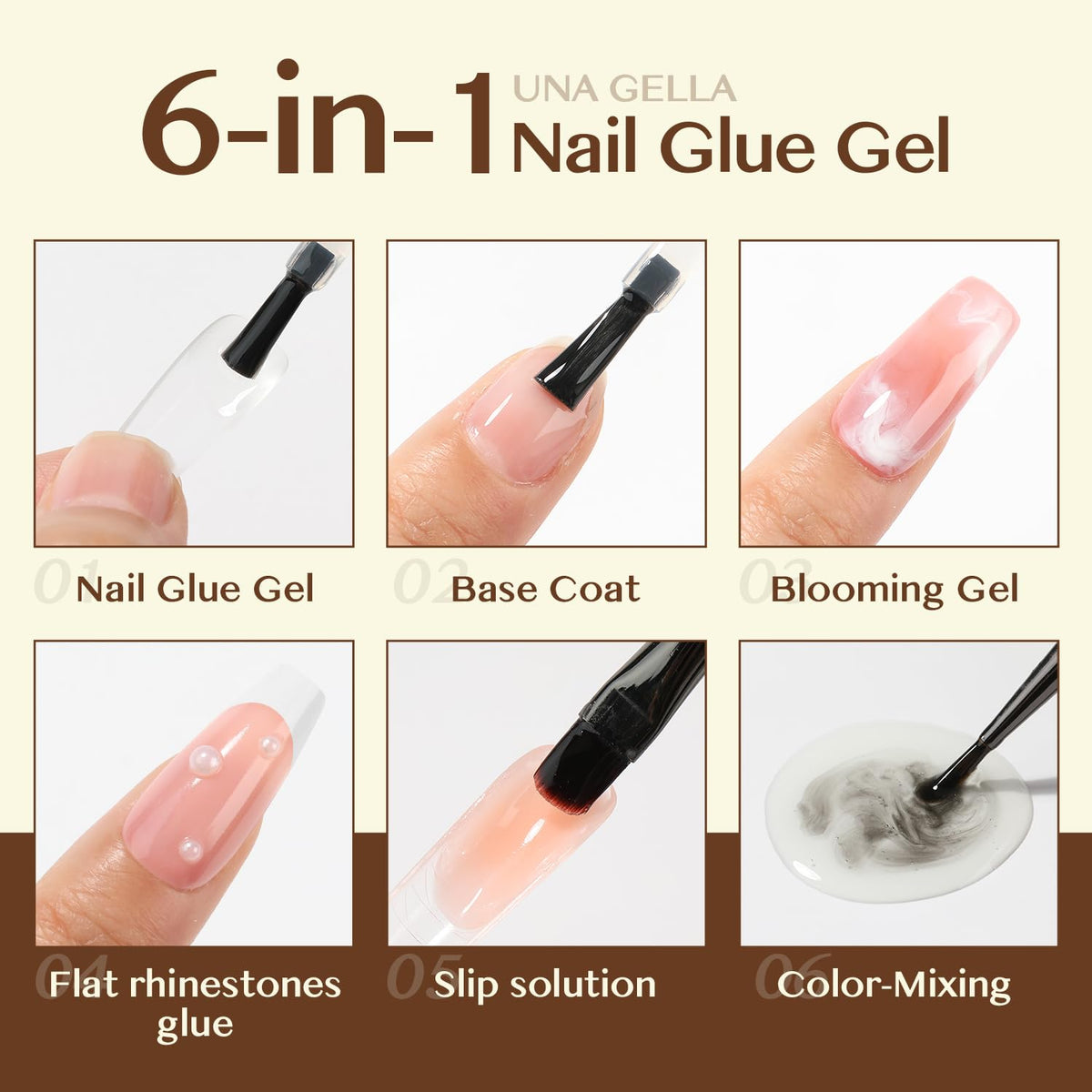 UNA GELLA rhinestone placement with flat gem adhered and sealed, demonstrating secure hold