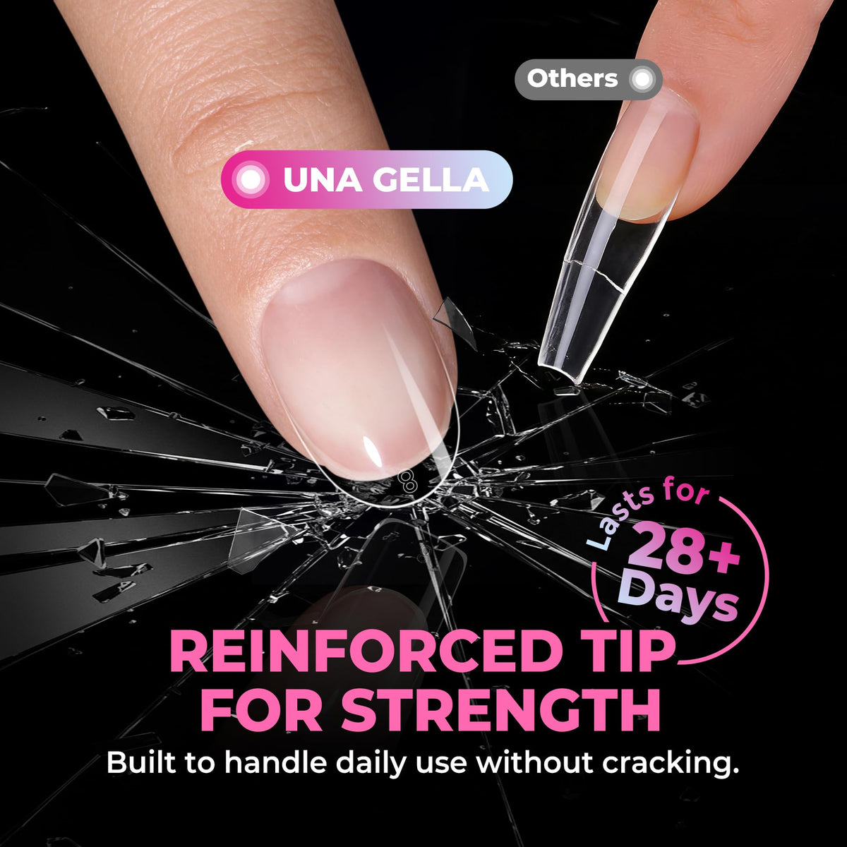 UNA GELLA tip next to ruler showing short oval scale for daily tasks