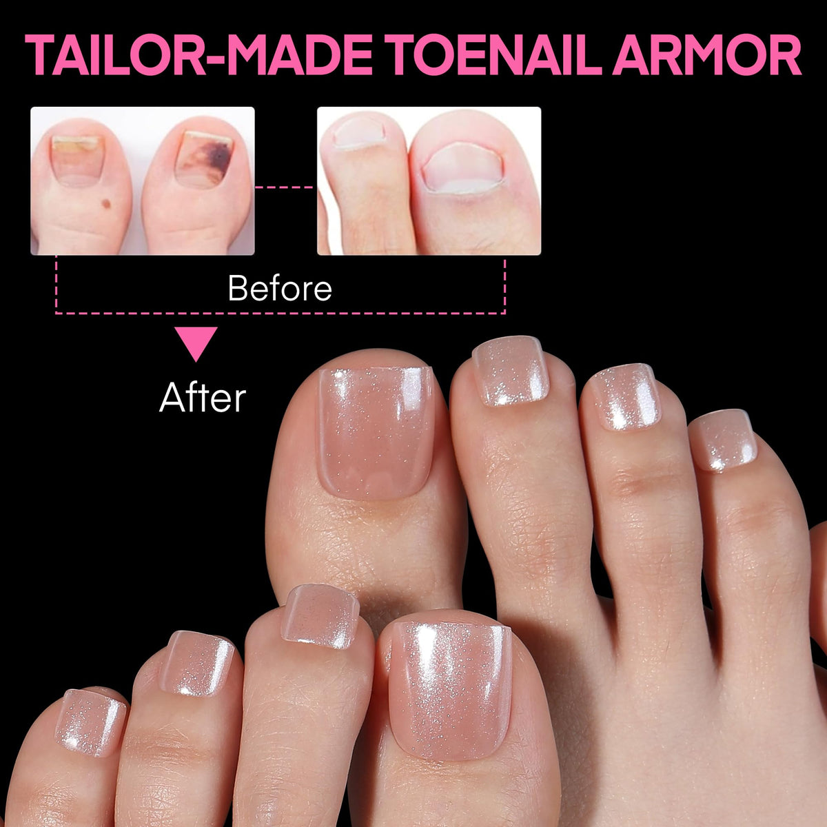 UNA GELLA tips beside ruler showing scale and customizable length benefit