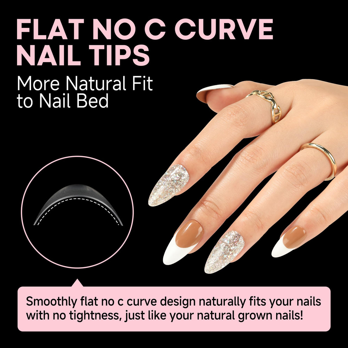 UNA GELLA scale comparison on hand to show size options and natural look