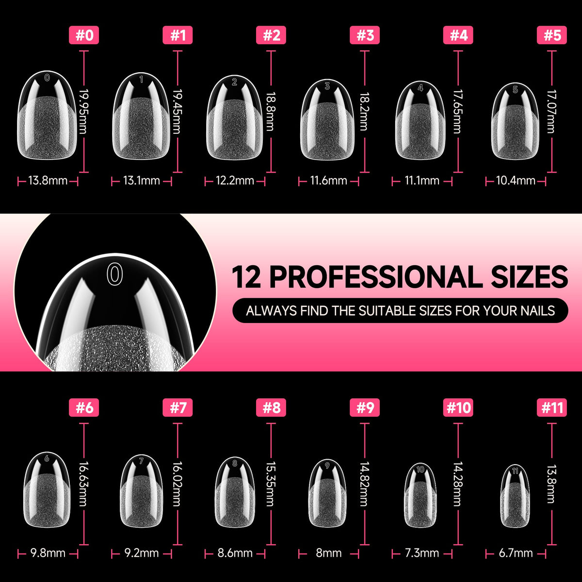 UNA GELLA scale comparison on hand, shows short oval length and natural look