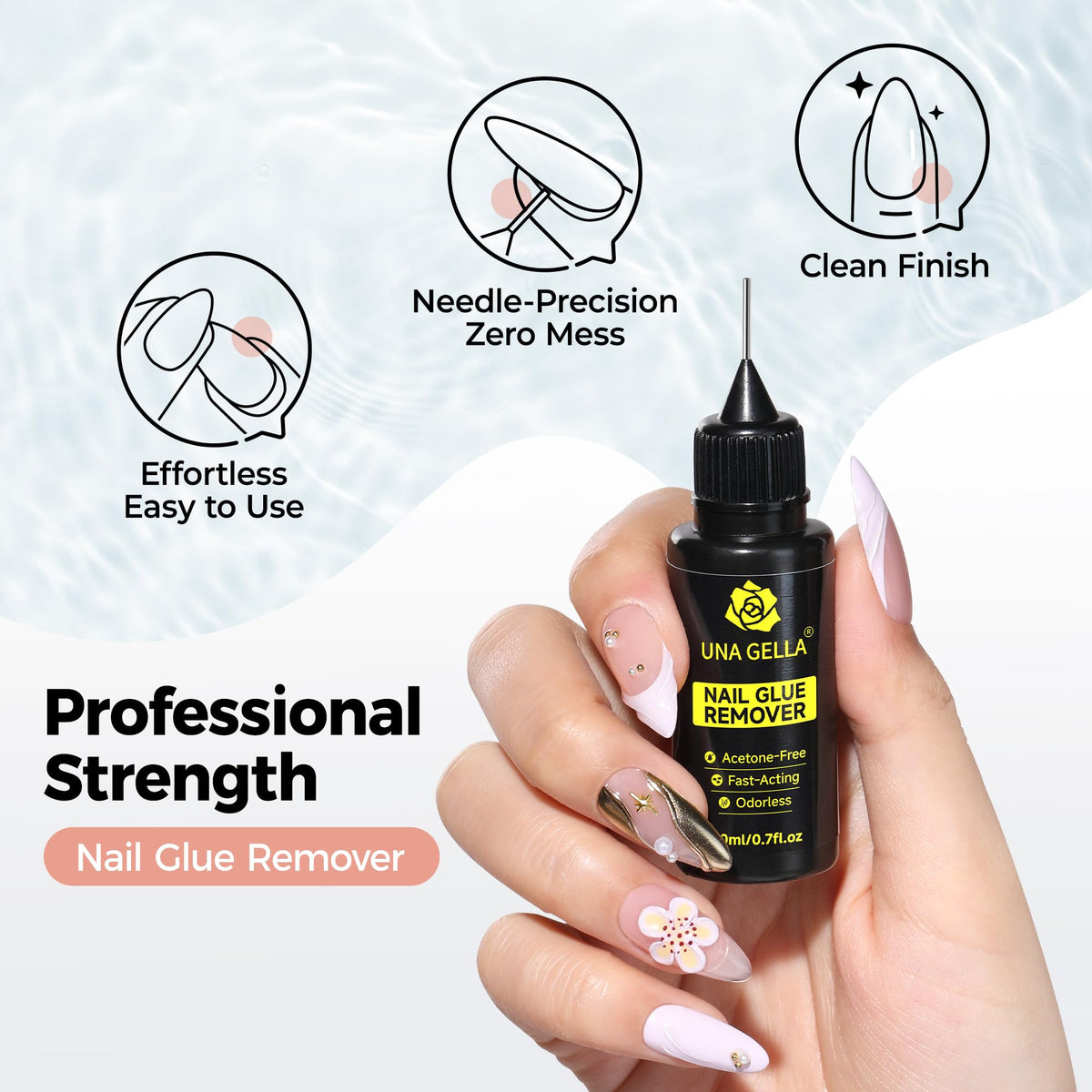 UNA GELLA semi-solid texture on fingertip showing easy targeted application benefit