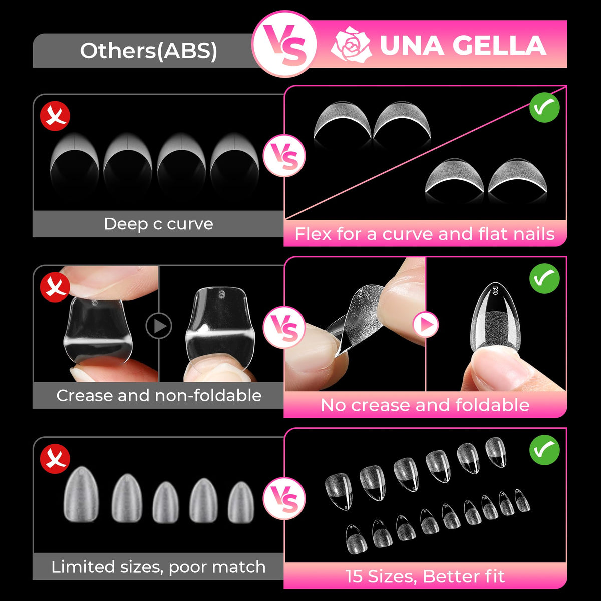 UNA GELLA reinforced front edge detail preventing cracks