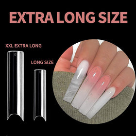 UNA GELLA side profile of stacked tips, straight no C curve for uniform shaping