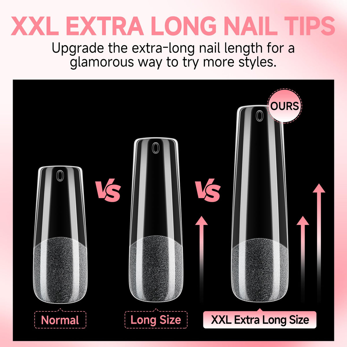 UNA GELLA side profile of a tip showing thick front and thin back design for strength and comfortable fit