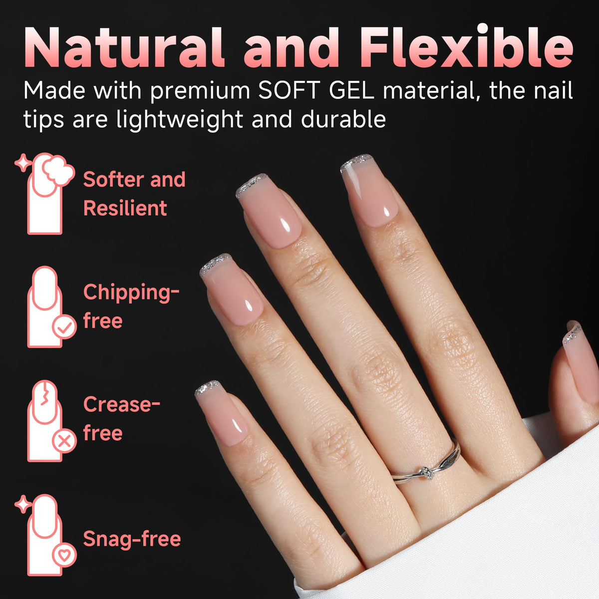 UNA GELLA side profile showing thin back edge for better nail fit