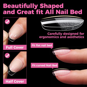 UNA GELLA spread of 12 sizes arranged to show fit options for different nail beds benefit