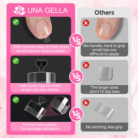 UNA GELLA size chart displaying 15 sizes for better toe fit