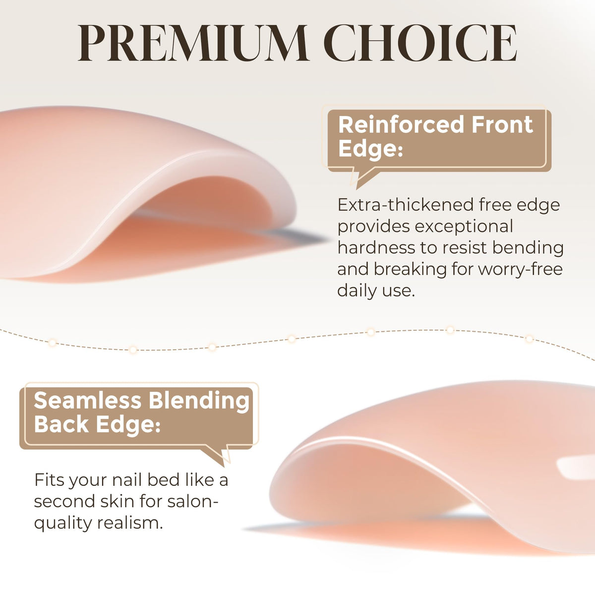 UNA GELLA display of 16 sizes so you can match each nail for a precise fit