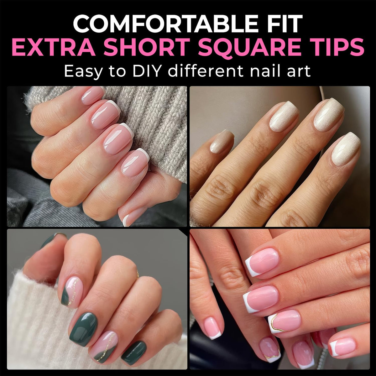 UNA GELLA labeled size chart and numbered tips for easy size matching