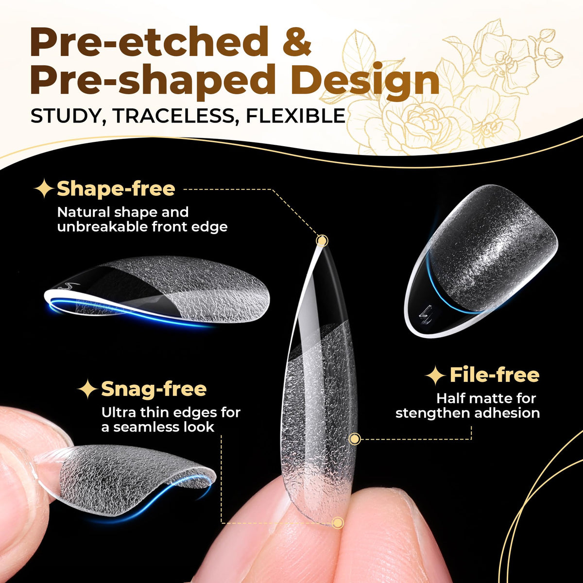 UNA GELLA top view of numbered sizes on tips for quick fitting and selection