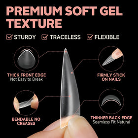 UNA GELLA pre-numbered tip sizes laid out for quick selection and fit