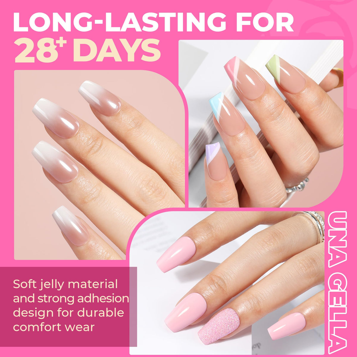 UNA GELLA labeled tip sizes visible on edges for quick selection and accurate fit