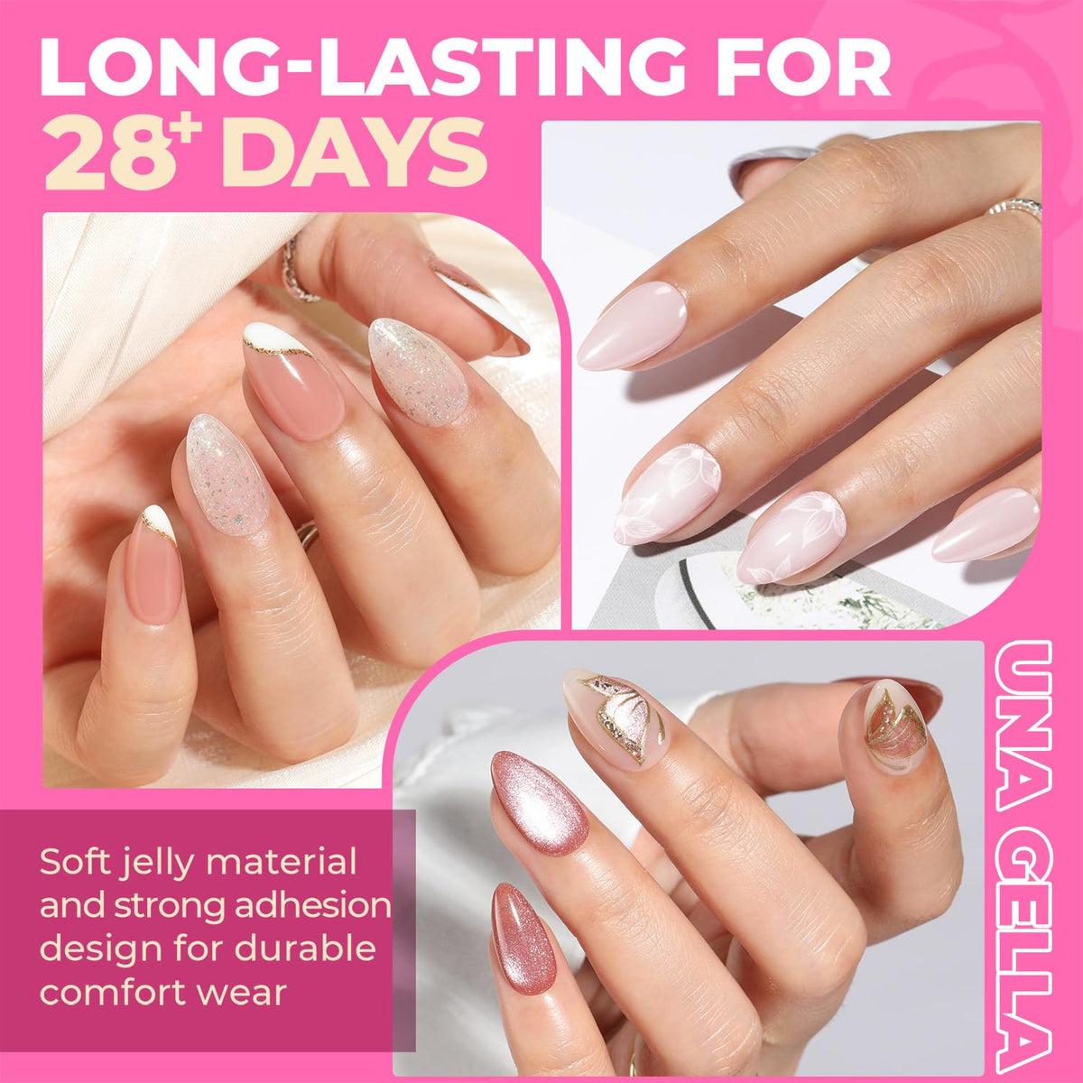 UNA GELLA labeled size numbers on tips for quick selection and correct fit