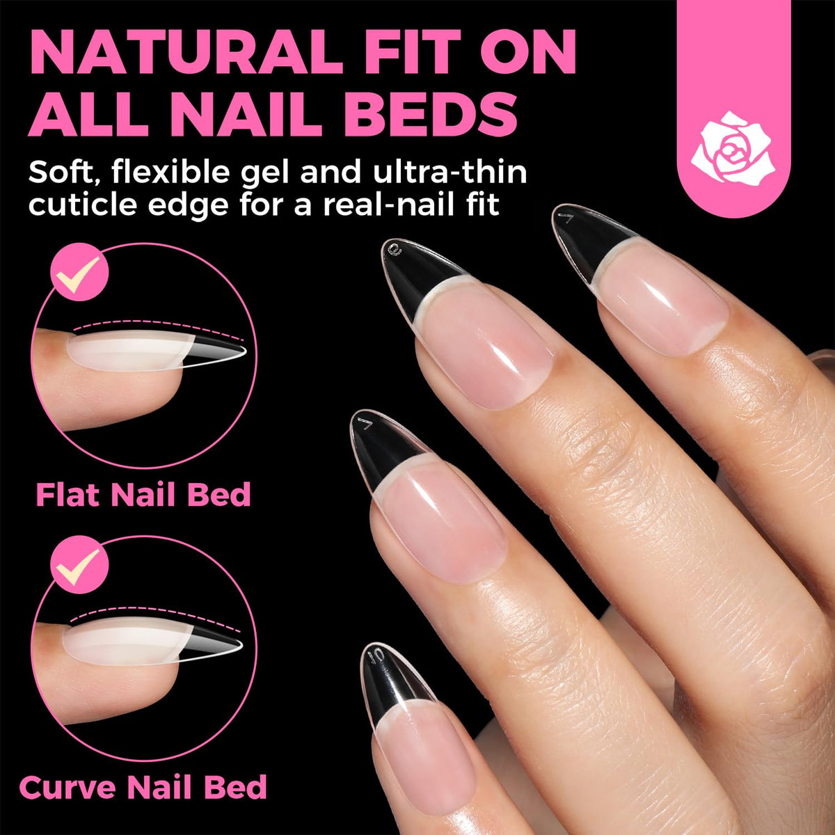 UNA GELLA tip top with size number visible for easy selection and accurate fitting