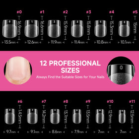 UNA GELLA layout of 12 sizes organized for easy size selection and use