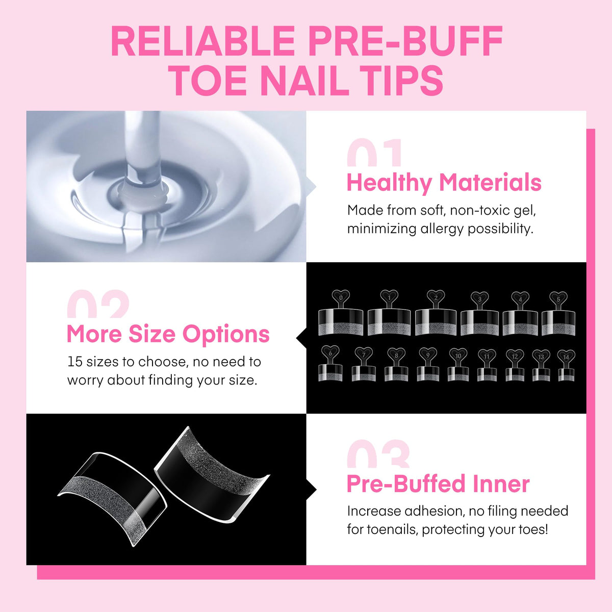 UNA GELLA 15-size range laid out for easy selection and perfect fit benefit