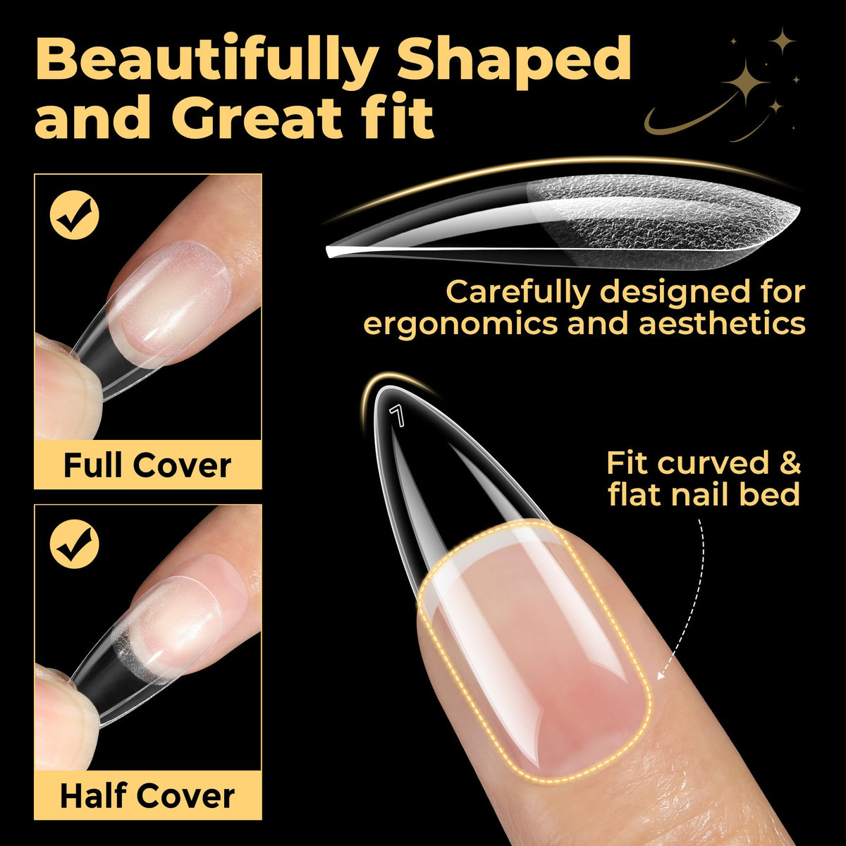 UNA GELLA display of 12 sizes to help find precise fits for each nail size
