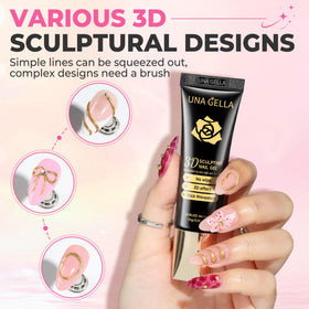 UNA GELLA hand holding 15g tube to show size and convenient squeeze-control for accuracy