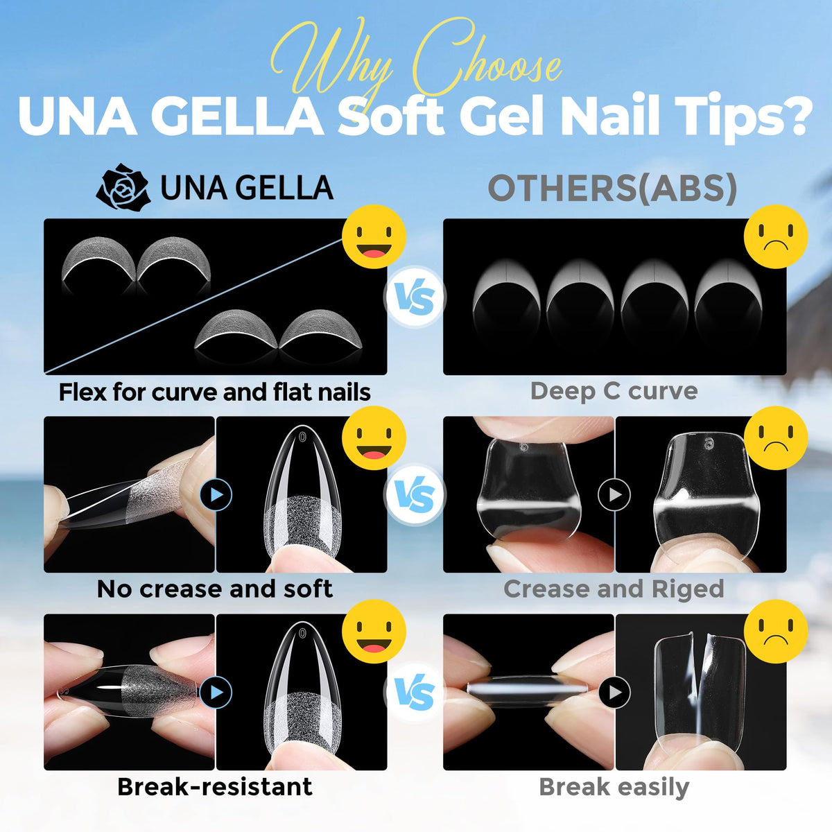 UNA GELLA size selection display with 15 sizes for precise fit