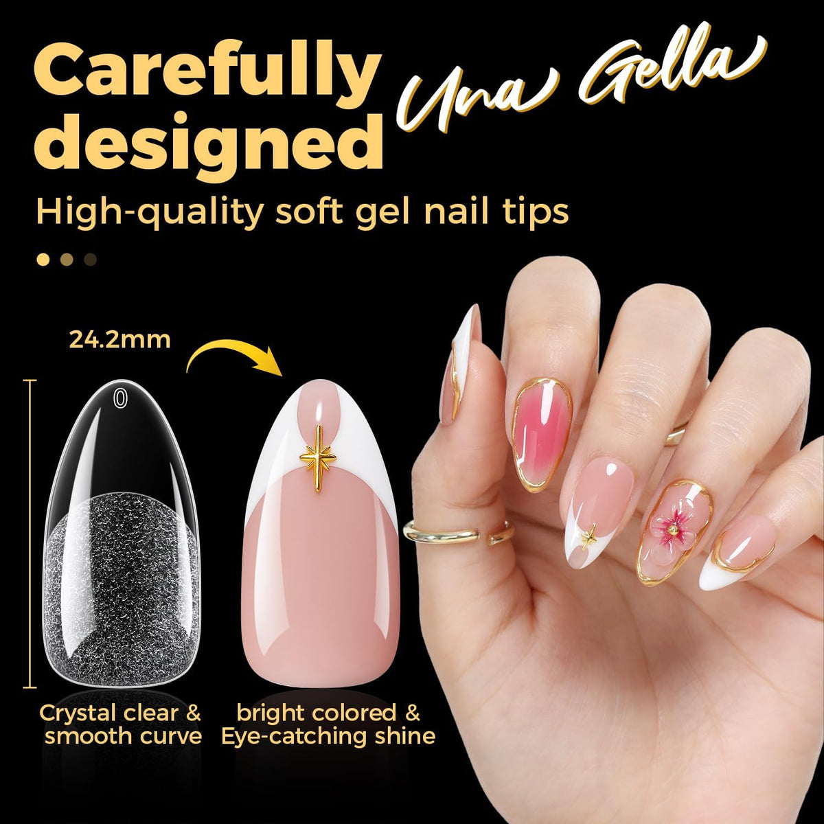 UNA GELLA soaked-off tip being removed, gentle acetone removal benefit