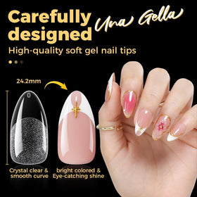 UNA GELLA soaked-off tip being removed, gentle acetone removal benefit