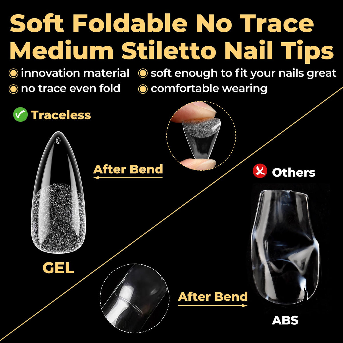 UNA GELLA soft gel edge detail showing flexible material for easy shaping benefit