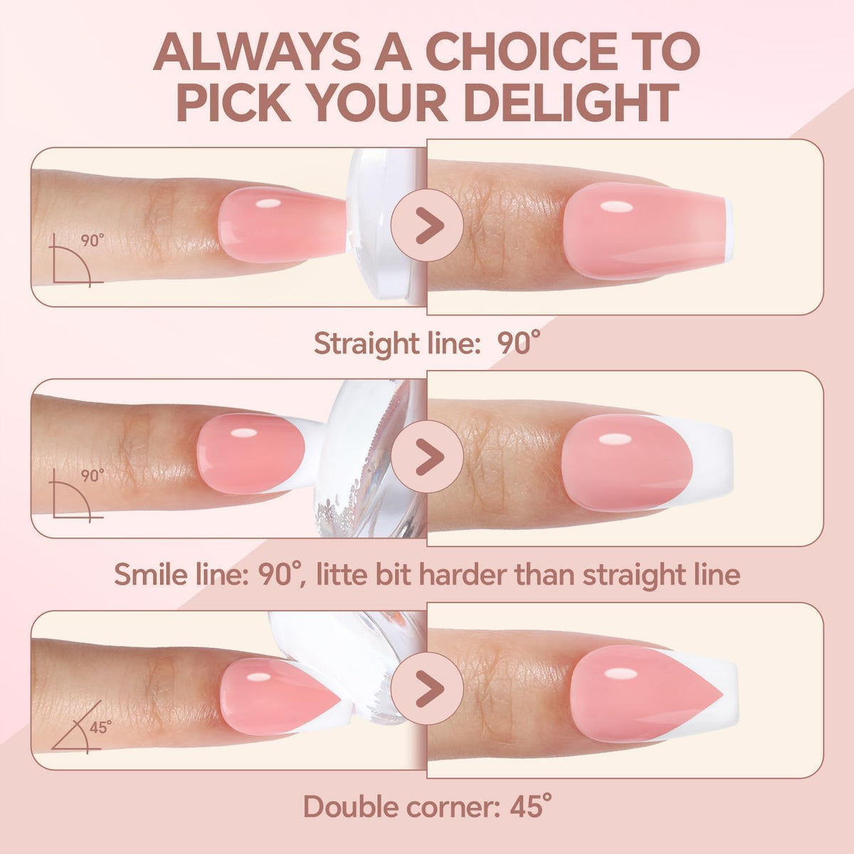 UNA GELLA stamper transferring French tip on a fingernail for fast results