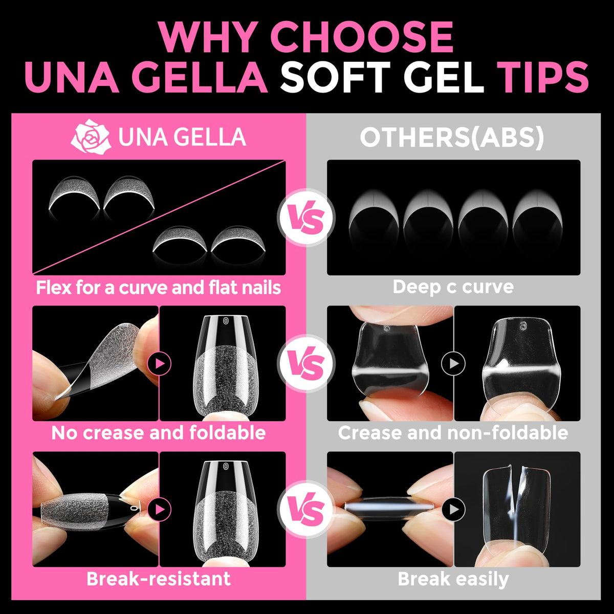 UNA GELLA flexible texture demo showing no-crease advantage