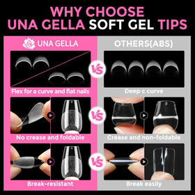 UNA GELLA flexible texture demo showing no-crease advantage