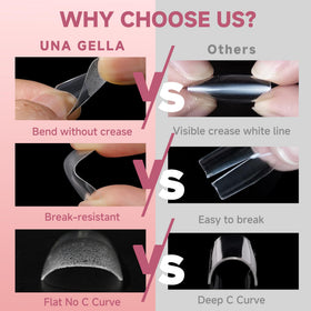UNA GELLA gel tip bent to show flexibility and crease resistance