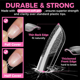 UNA GELLA thickened free edge close-up for improved break resistance