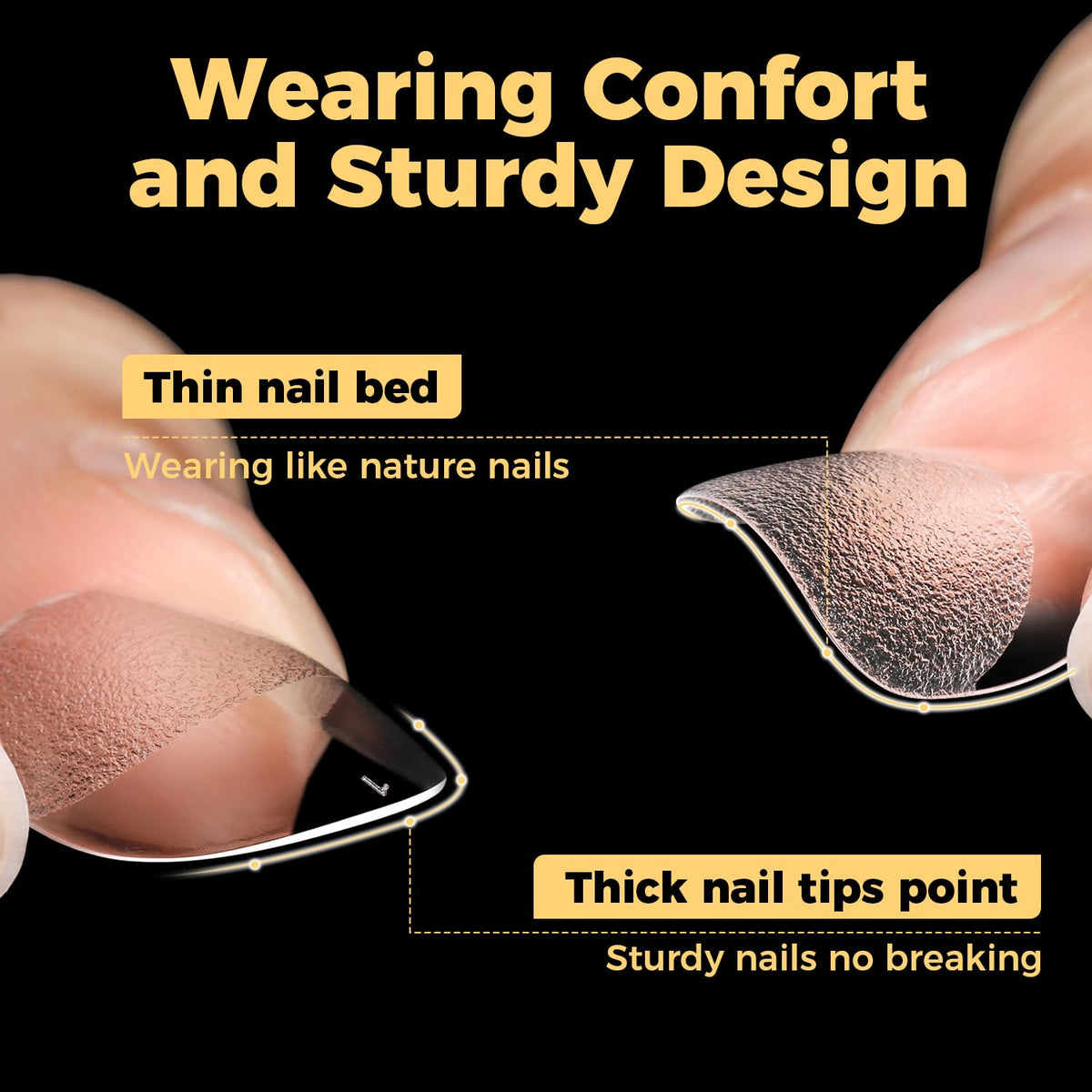 UNA GELLA thickened front edge closeup highlighting break resistance