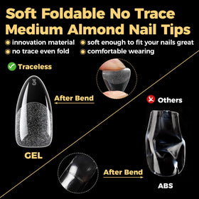 UNA GELLA side profile of tip edge, thin back thick front for comfort