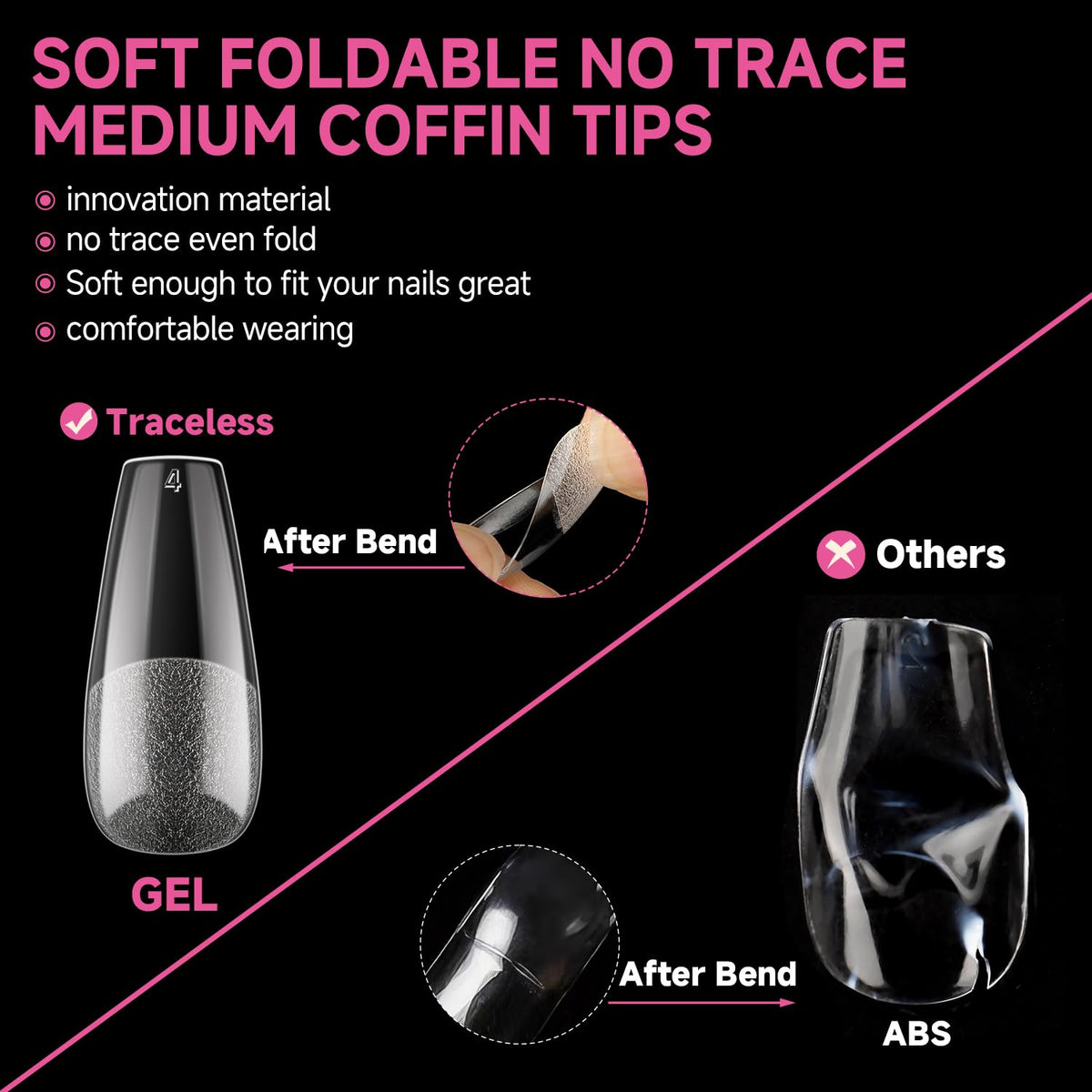 UNA GELLA tip edge thickness comparison showing durable front edge benefit