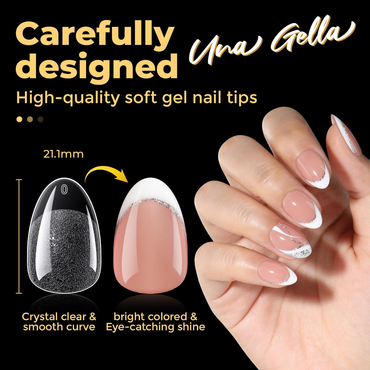 UNA GELLA pressed onto a natural nail demonstrating smooth fit