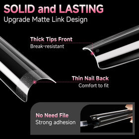 UNA GELLA side profile of a coffin tip showing no C-curve design for comfortable fit benefit