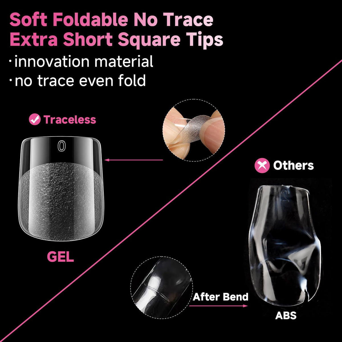 UNA GELLA side profile of a tip showing thin back edge for natural fit
