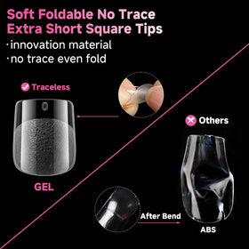 UNA GELLA side profile of a tip showing thin back edge for natural fit