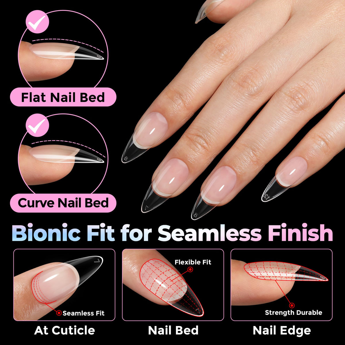 UNA GELLA display of 15 sizes arranged for quick selection and precise fit