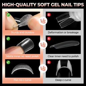 UNA GELLA tips on natural nail scale illustrating realistic length