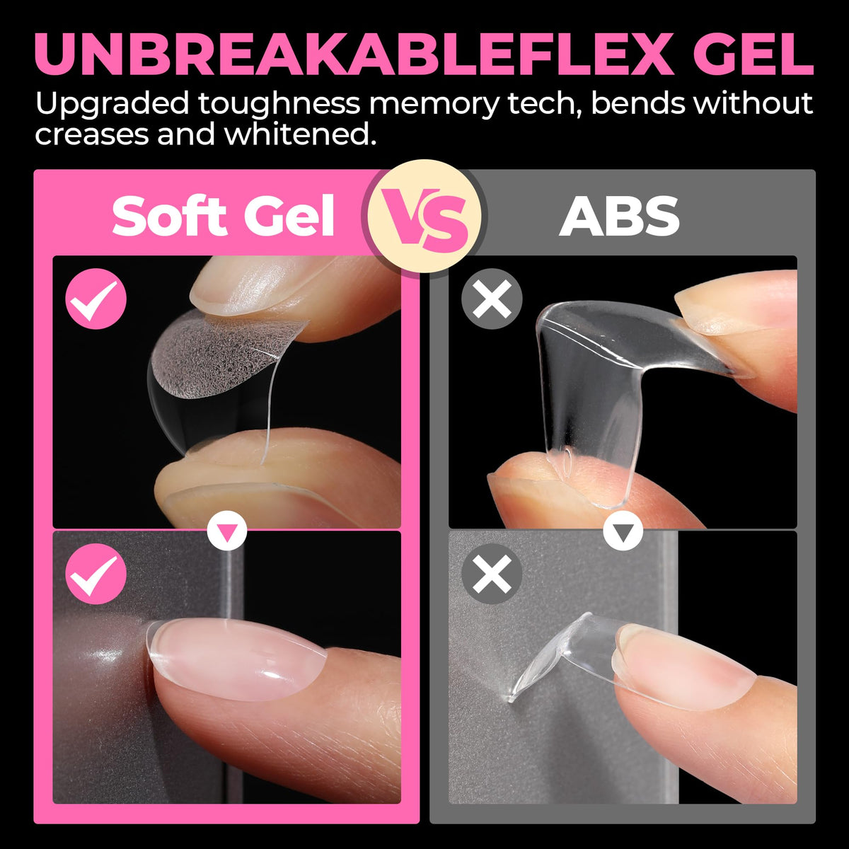 UNA GELLA tips applied on natural nails demonstrating easy salon-style results