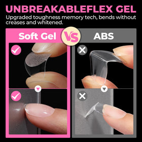 UNA GELLA tips applied on natural nails demonstrating easy salon-style results