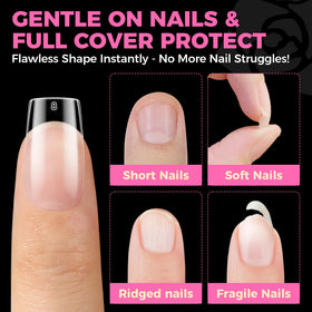 UNA GELLA tips painted example showing compatibility with polish and glossy finish