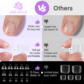 UNA GELLA toe tips in use during pedicure delivering neat salon finish