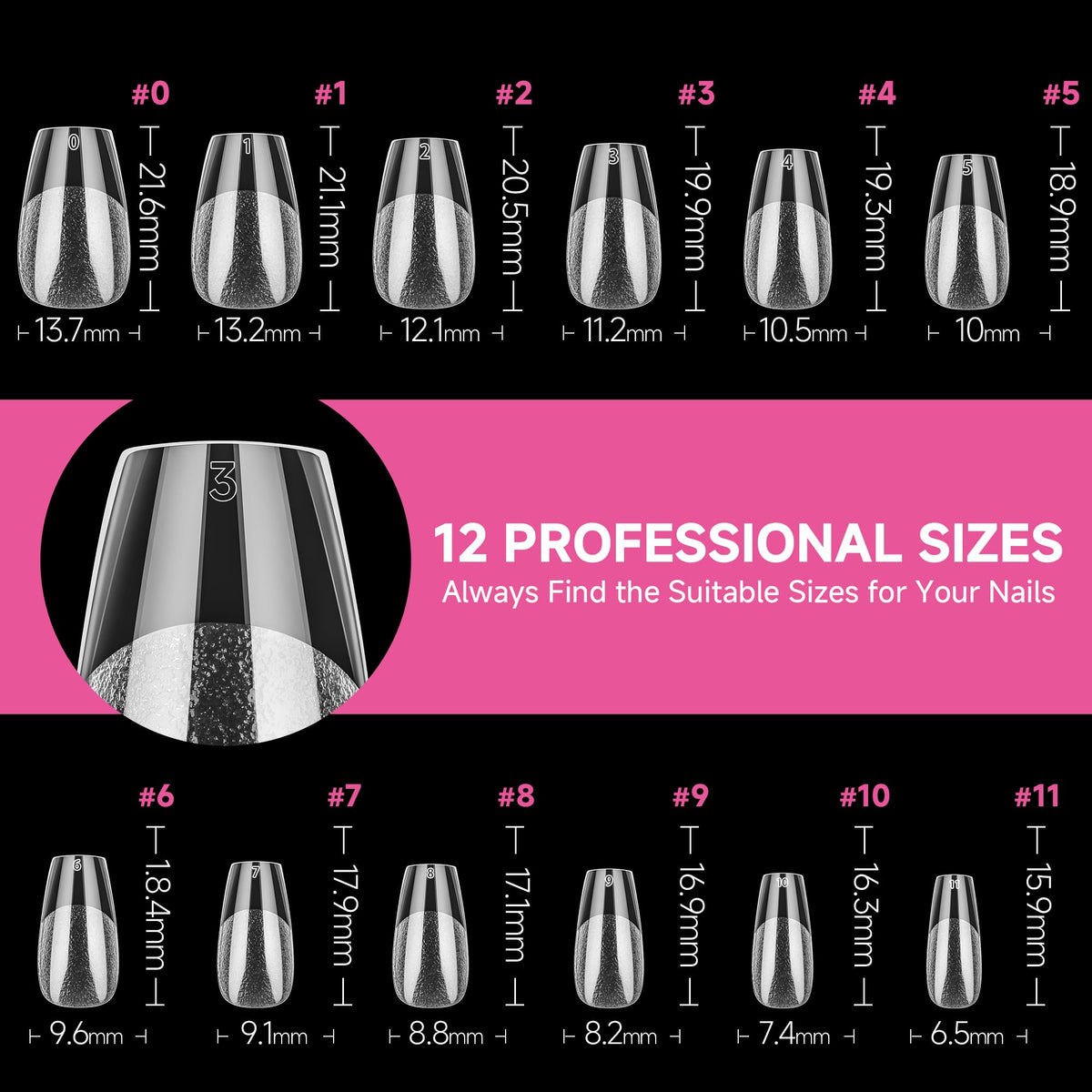 UNA GELLA trimmed and filed tips demonstrating custom length and shape
