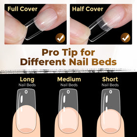 UNA GELLA trimmed tip edge detail showing custom length and neat lines