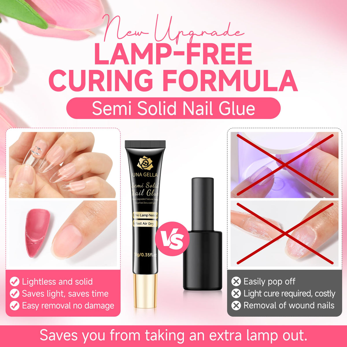 UNA GELLA tube close-up texture of semi-gel glue, showing smooth consistency and control