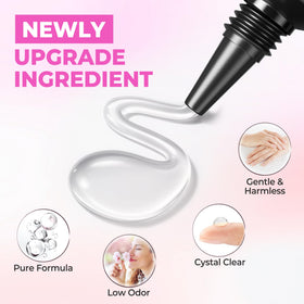 UNA GELLA bonding result on clear nail tip showing transparent non-yellowing finish
