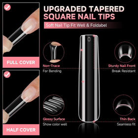 UNA GELLA clear tip surface detail that displays polish and gel color vividly